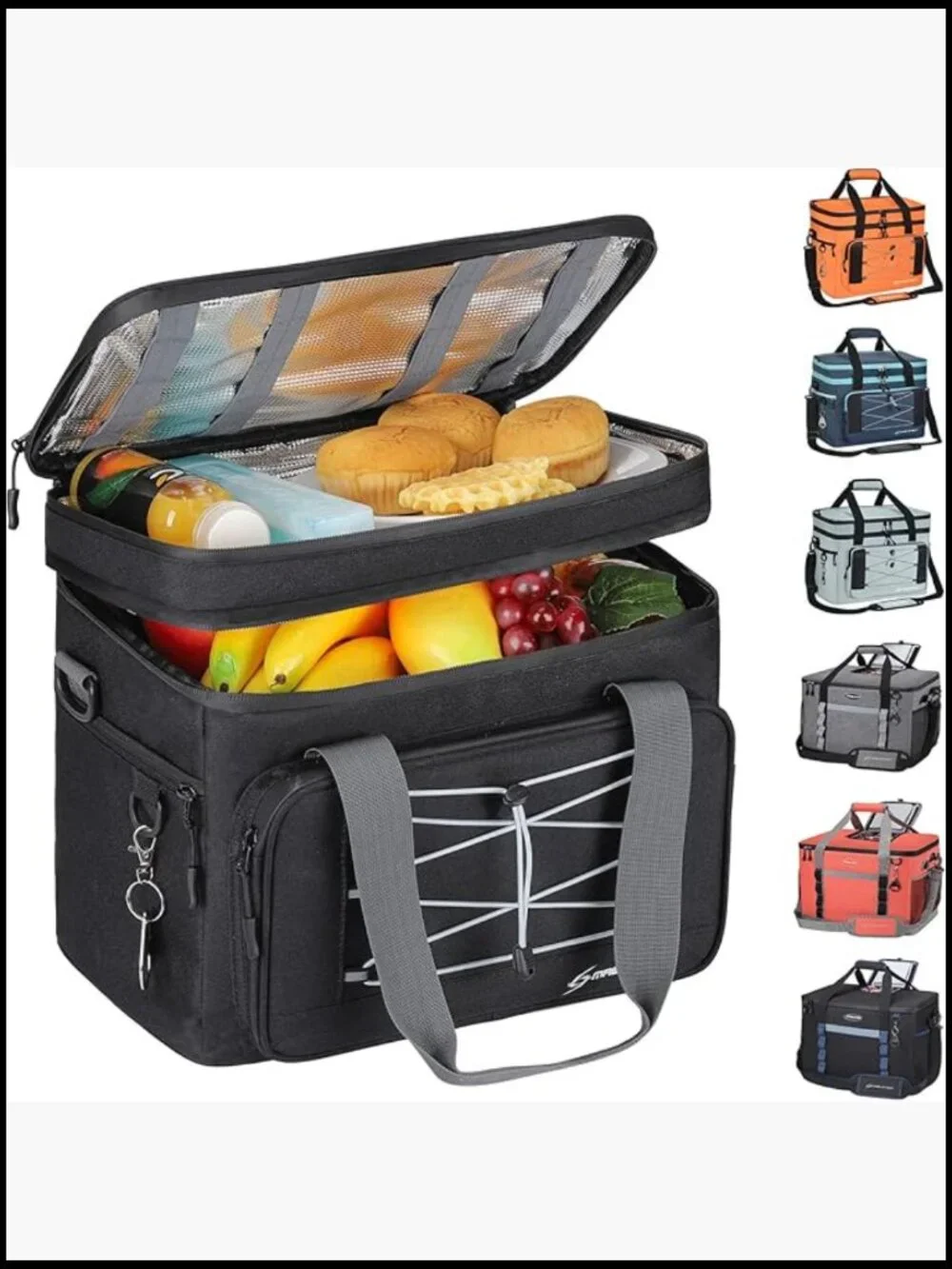 Collapsible Soft Cooler Bag Leakproof Insulated Portable Double Deck Camping